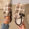 Fashion Women Slippers Fashion Outer Wear Style Women Cotton Slippers Retro Autumn Winter Warm Soft-soled Cotton Shoes Home Slides Women