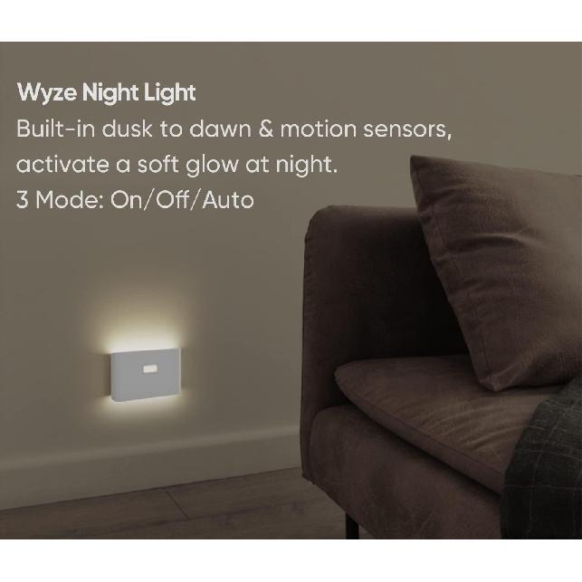 WYZE Rechargeable Night Lights with Dusk to Dawn & Motion Sensors, Warm & Soft White Stair Lights for Bathroom, Hallway, Linkable, Magnetic Mount, 3