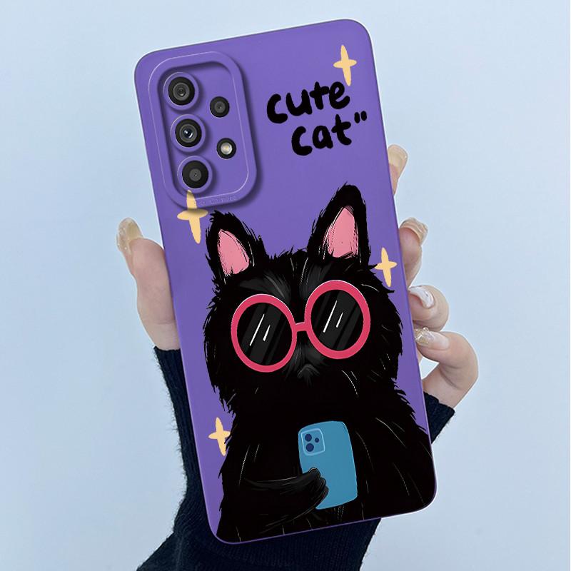 Shockproof Matte Case For Samsung Galaxy A32 A52 A52S A72 M52 5G Lovely Cartoon Liquid Silicone Camera Protective Bumper Cover