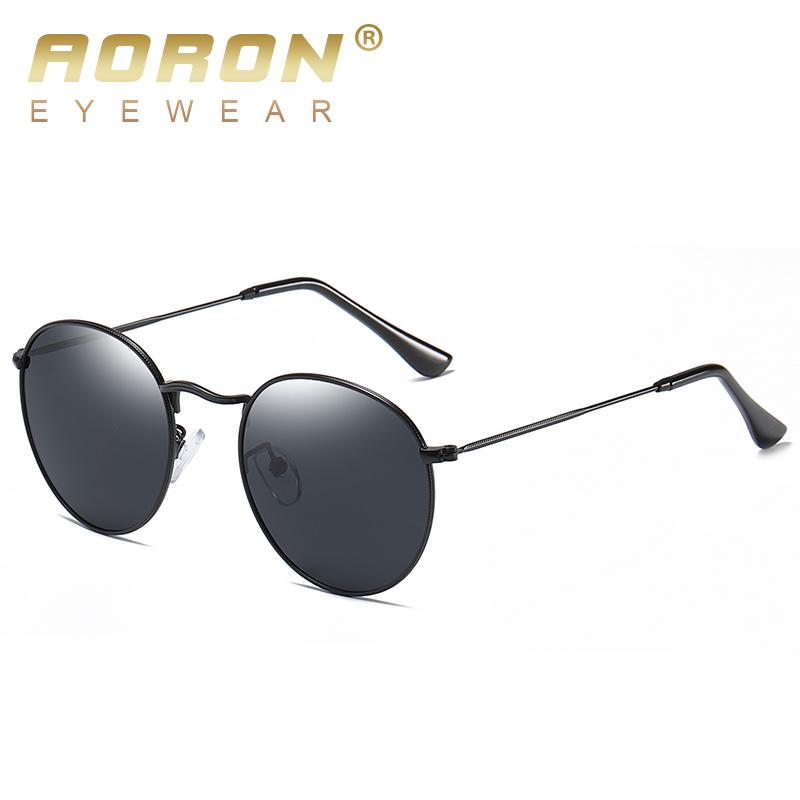 aoron Round Frame Polarized Sunglasses Fashion Design Metal Anti Glare UV400 Driving Fishing Cycling Sport Glasses for Men Women