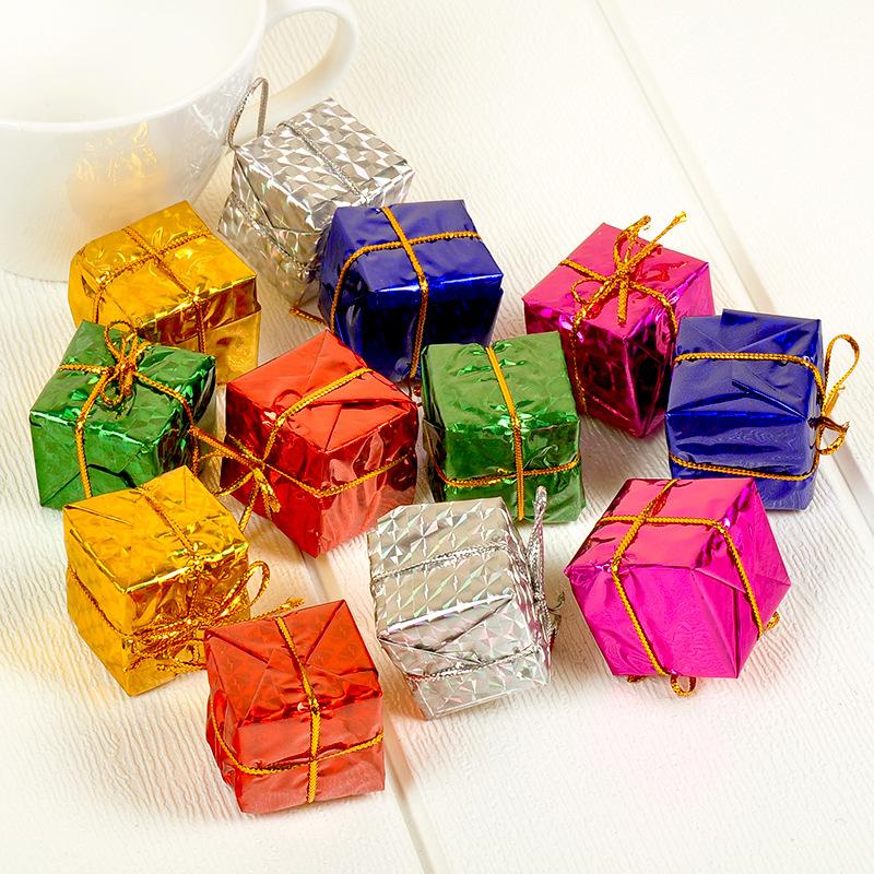 12 шт. мини-коробки для подарков из пенопласта на Рождество, маленькие рождественские коробки, украшения для рождественской елки, подвески для новогодней вечеринки, рождественские украшения