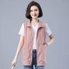 Women Casual Thin Pink Vest Summer Liner Sun Protection Clothes Large Size Sleeveless Jacket Short Zipper Waistcoat