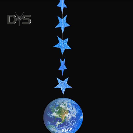 1 комплект долговечных подвесных флагов в виде планеты с блестящими звездами, привлекающий внимание баннер с тематикой звездного неба, декор для вечеринки по случаю дня рождения