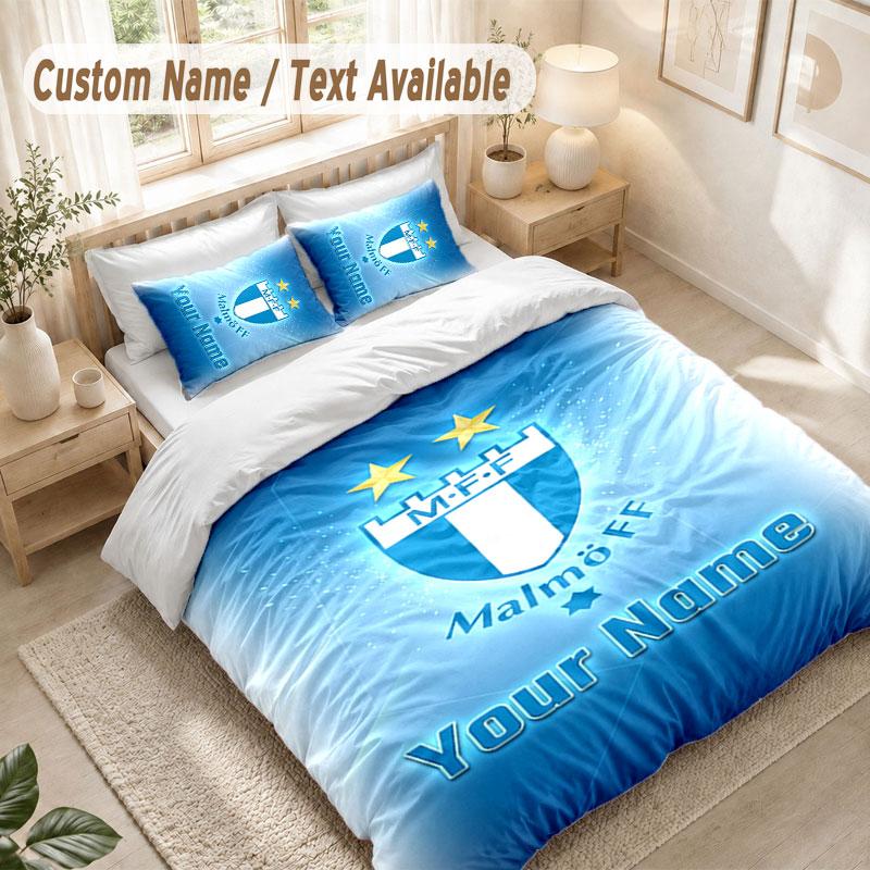 Custom Name Bedding Set 3 PiecesMalmö FF Print Duvet Cover + 2 Pillowcases Soft Bed Decor