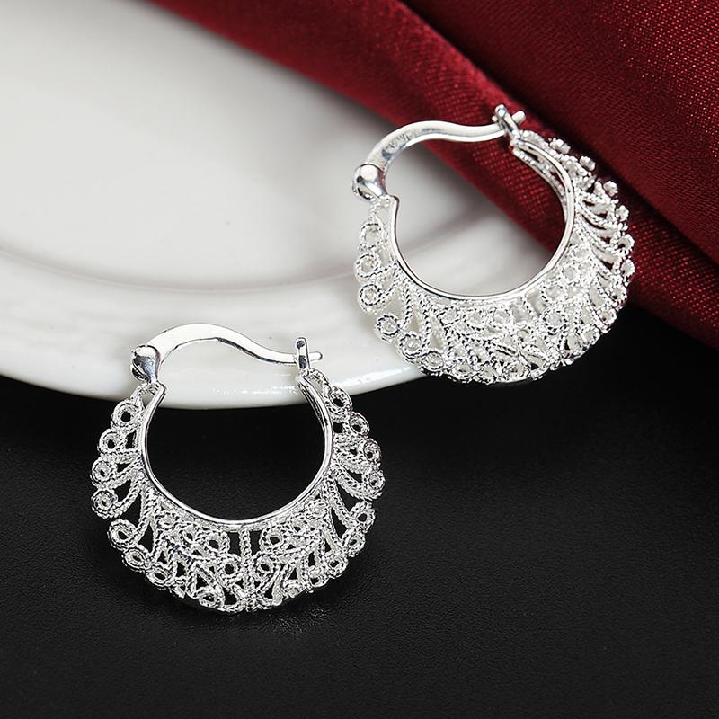 Серьги-кольца из серебра 925 пробы с полой луной для женщин, модные ювелирные изделия