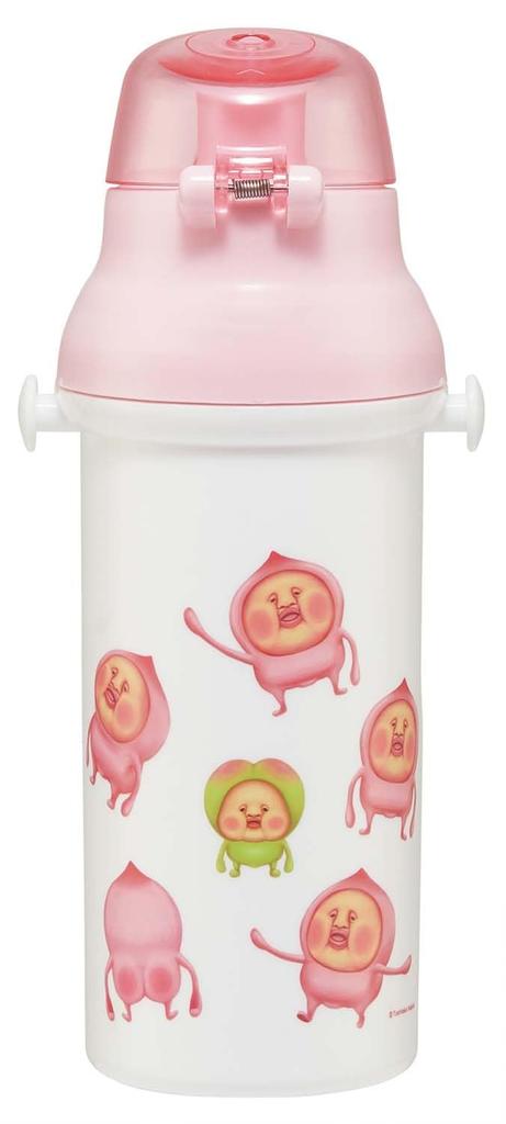 Skater Children's Water Bottle, 480ml, Direct Drinking, Plastic, One-Touch Operation, Dishwasher Safe, Made in Japan, Kobito Zukan (Peach Butt)