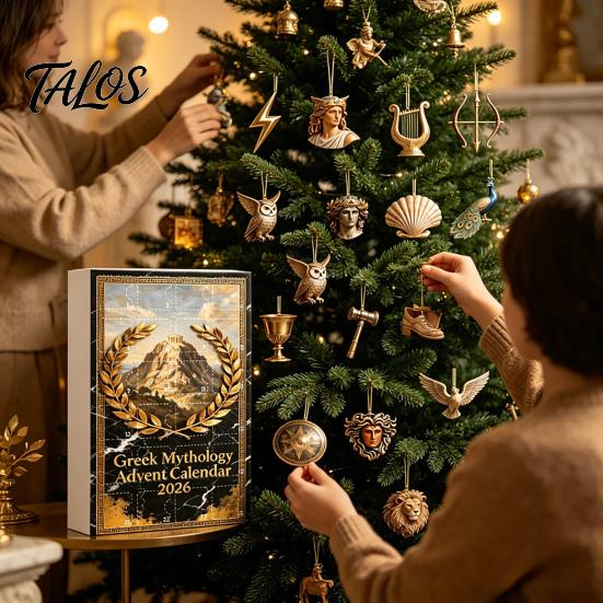 Рождественский календарь-подвеска с ornaments, Греческая мифология, Набор из 24 акриловых 2D ornaments, с винтажным ретро-бронзово-золотым тоном для украшения елки, Подвесное украшение,