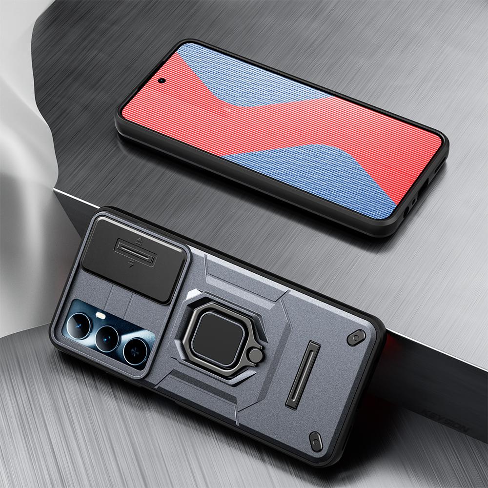 KEYSION Противоударный чехол для Realme C65 4G, слайдер, защитное кольцо для объектива камеры, задняя крышка телефона для OPPO Realme C65