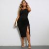 Summer Casual Spaghetti Strap Dresses Solid Color Dress Women's Sleeveless Plus Size Dress Black Dress Drawstring Tight High Waist Dress Beach Dress