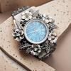 Небесно-голубой циферблат ogyawatch Новые браслетные часы Ретро Винтаж Панк Оживленные Кварцевые Женские часы Модные браслетные часы