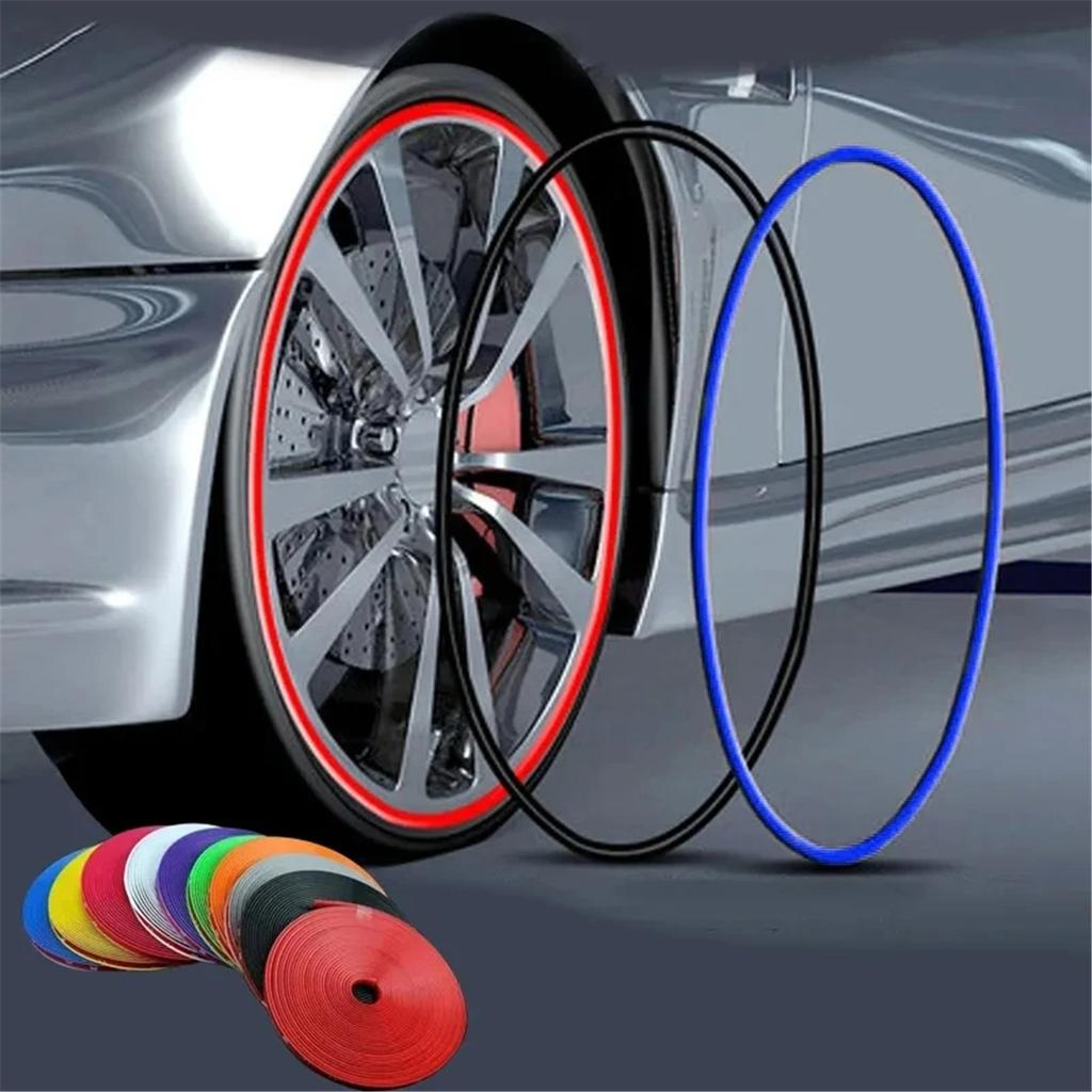 8M Car Stickers Car Vehicle Color Wheel Edge Rims Protectors Decor Strip Tire Guard Line Rubber Moulding Trim Tire Protection