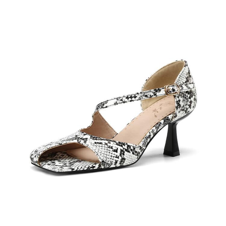 FOREADA Женские сандалии на шпильке с открытым носком и ремешком, повседневные туфли для вечеринок на лето, черные, винно-красные, размеры 33-46