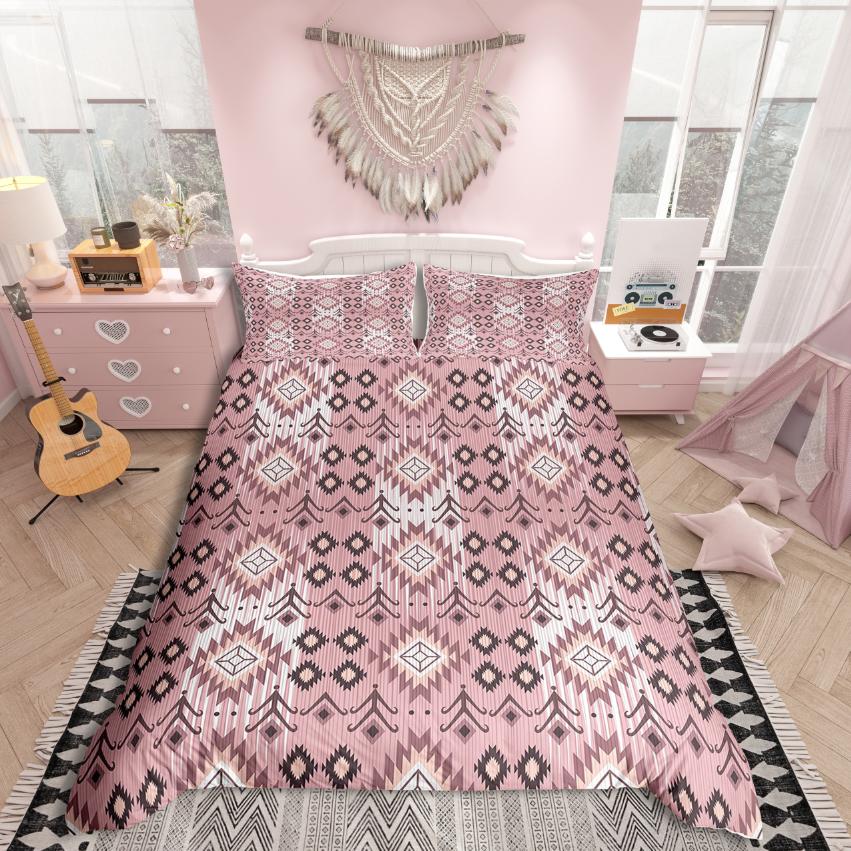 Homewish Tribal Aztec Duvet Cover Set,Bohemian Theme Bedding Set for Teens,exotic Style Decor