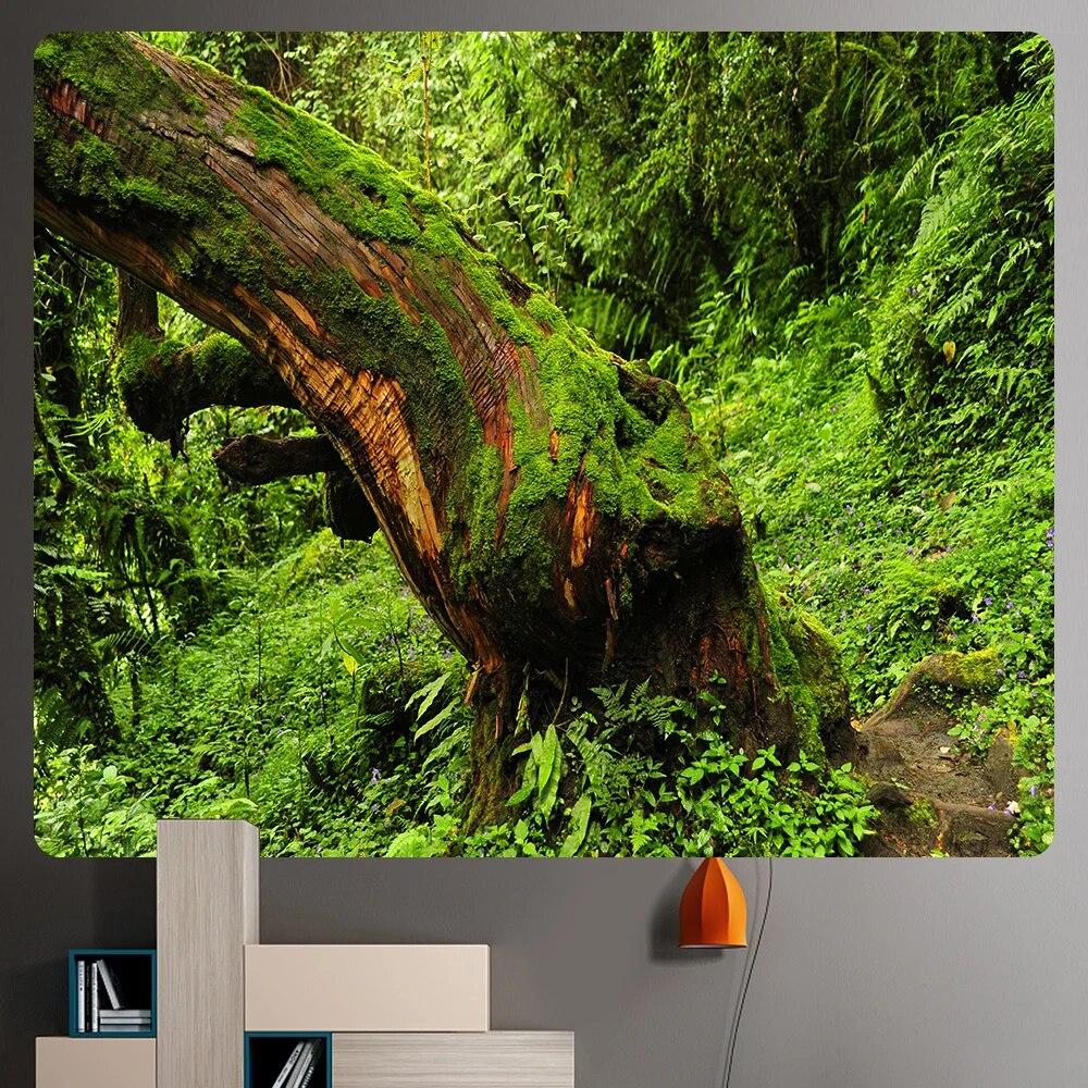 Лесное растение, листья, психоделическая сцена, домашнее художественное украшение, гобелен, богемное украшение, коврик для йоги, украшение комнаты, настенное украшение