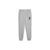 Letter Print Drawstring Cuffed Knit Sports Pants Men Bottoms Light-Heather-Gray 678420-04