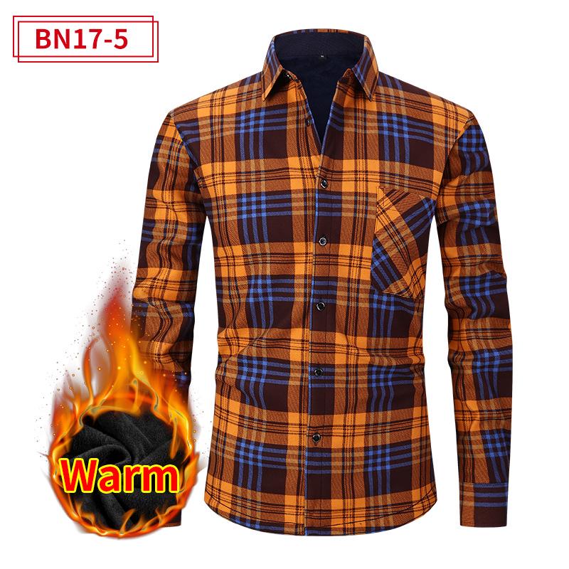 Мужская европейская и американская рубашка Plus Velvet Thick warm с длинным рукавом: Осень зима