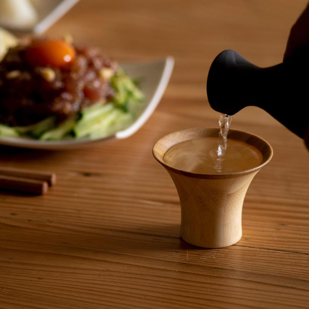 RIVERET YURI Ochoko (Sake Cups), 55ml, Pair Set, Bamboo, Dishwasher Safe, White/Brown, RV-125WB