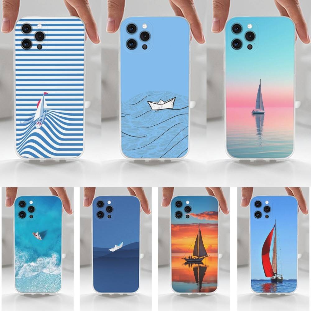 Чехол Парусник Для iPhone Max,14,16,X,13,XR,SE,12,15,Pro,17,Plus,11,XS,Mini Прозрачный Мягкий Чехол
