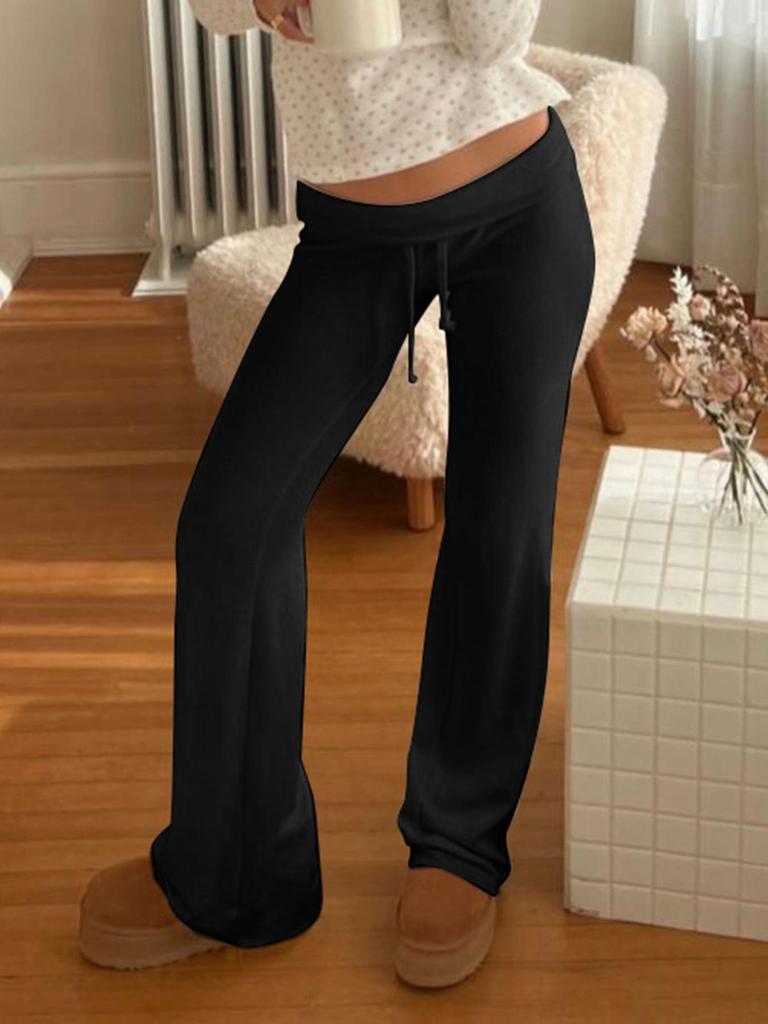 American Street High Waist Solid Color Flare Leggings: Slimming, Foldover Waist Sweatpants