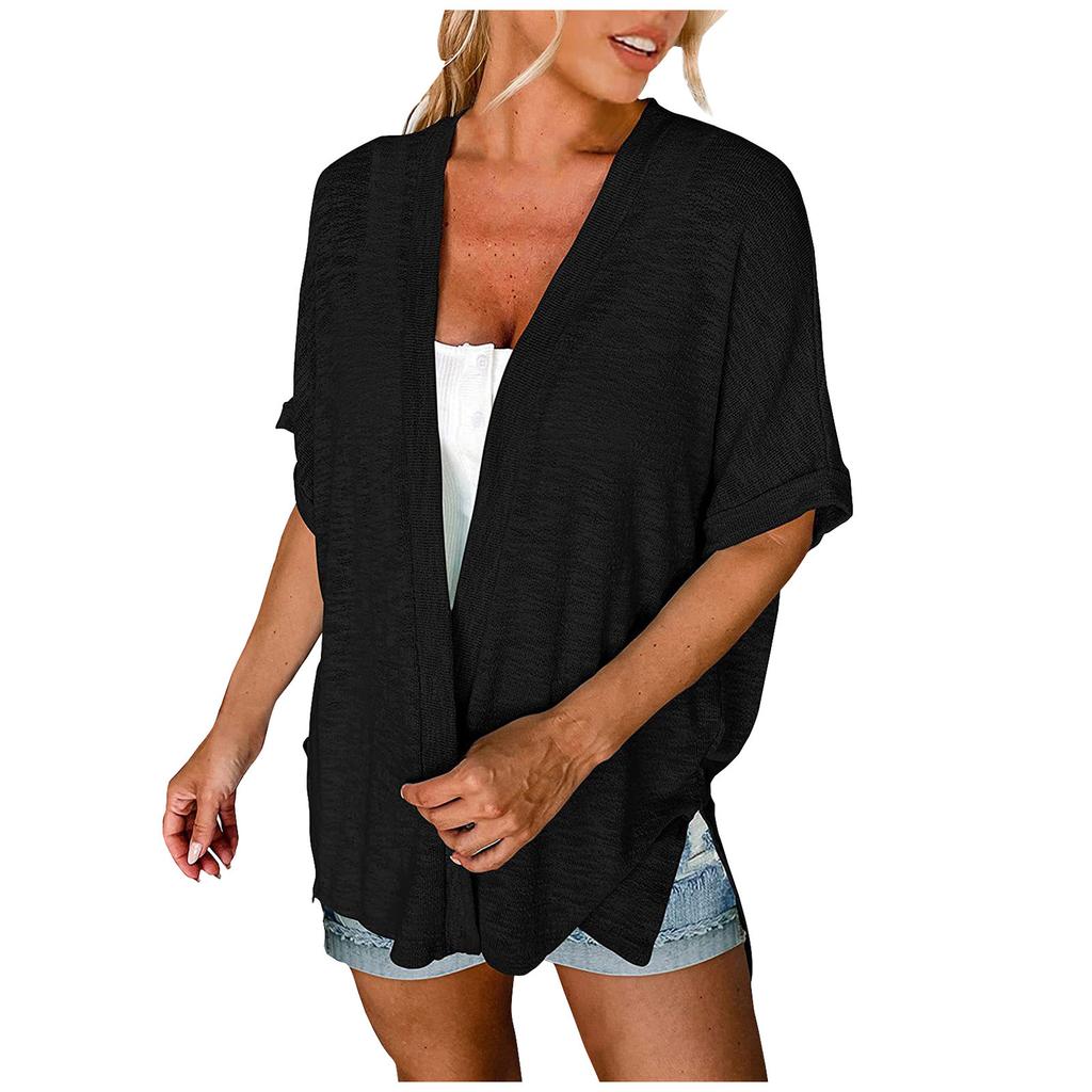 Женский летний повседневный легкий кардиган, кардиган с короткими рукавами, повседневный свободный топ, куртка