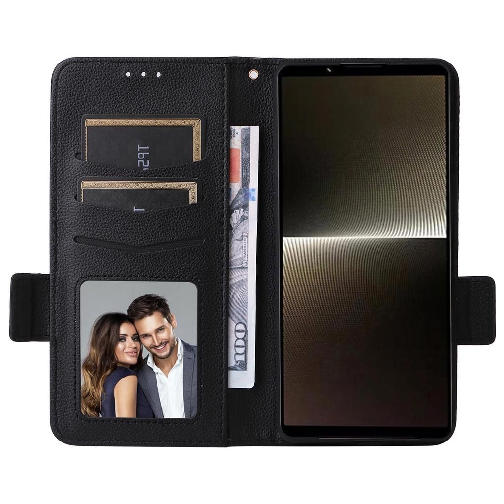 For Sony Xperia 1 VI Case with Wrist Strap Litchi Texture PU Leather Wallet Phone Cover