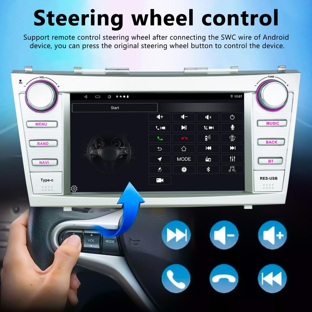 Android 13 Car Radio For Toyota Camry XV40 Aurion 2007-2011 Carplay Head Unit Multimedia Player GPS Navigation Stereo