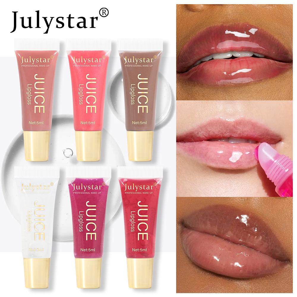 Блеск для губ с эффектом увеличения 'Glitter Plumping Lip Gloss' Желе Клубничный Увлажняющее средство Фруктовое масло для губ Прозрачный Гель-тинт для губ с эффектом объема Мягкий тюбик Макияж Уход за губами