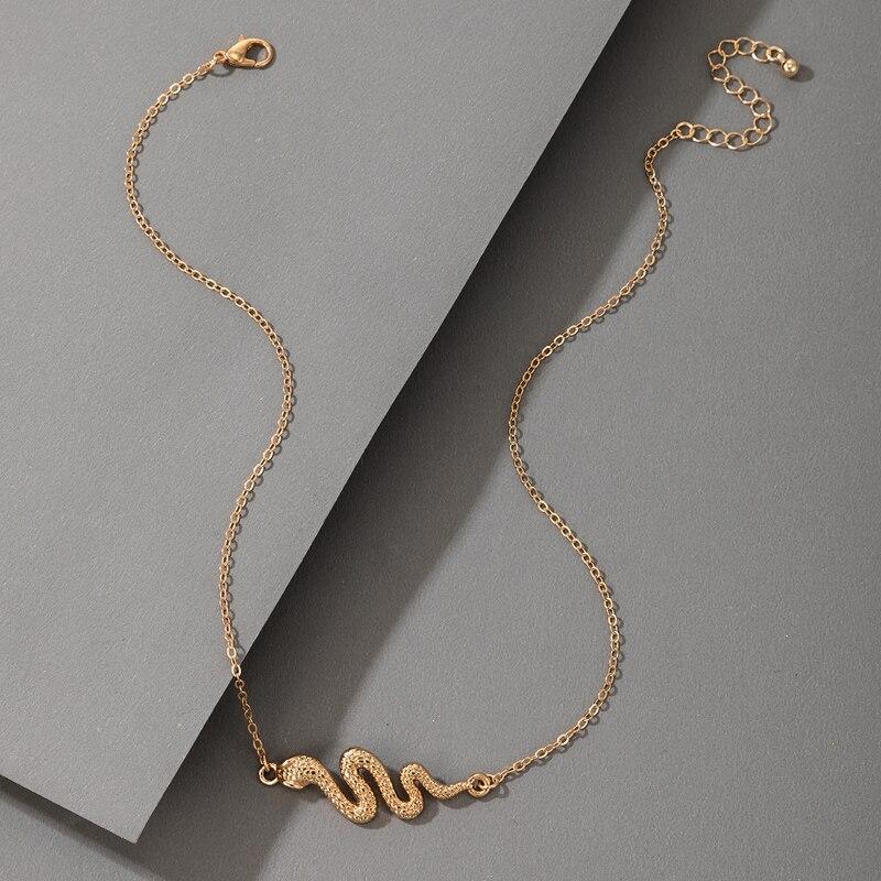 Богемное ожерелье-чокер в виде змеи для женщин, подвески из золотого сплава, металлический свитер на ключицу, регулируемые украшения для вечеринок