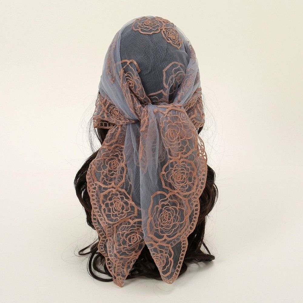 Floral Embroidery Lace Scarf Breathable Sunscreen Shawls Fashion Headscarf Summer
