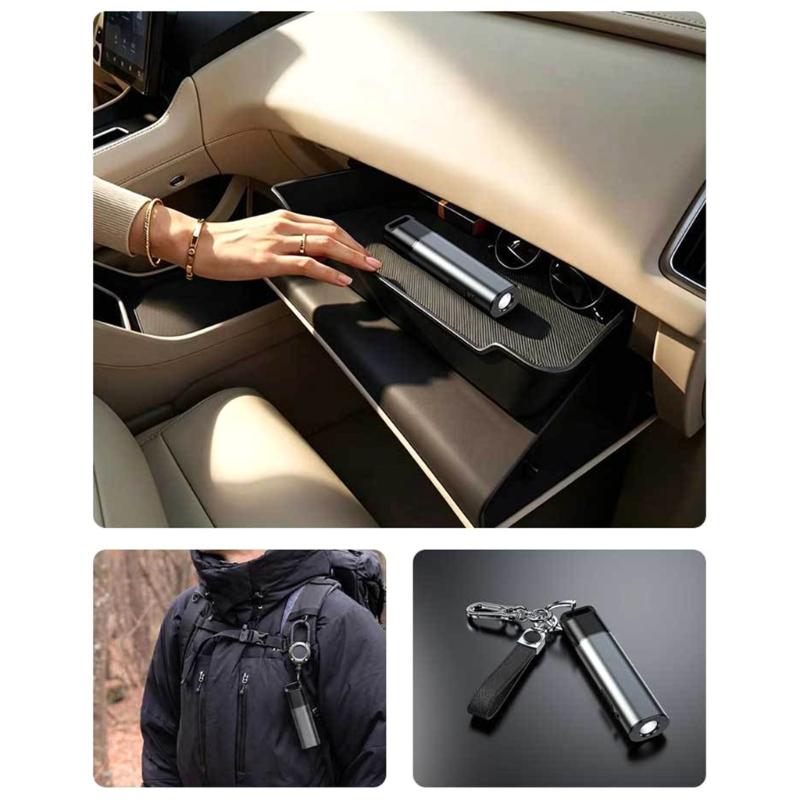 Car Safety Flashlight with Pointed Glass Breaker, Recessed Seat Belt Cutter, and Rechargeable LED Light for Roadside Emergency Preparation