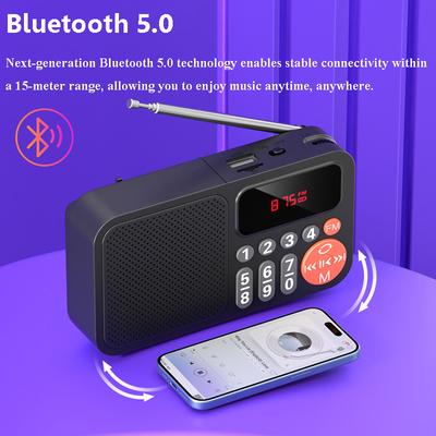 Мини Портативное FM Радио Ручное Перезаряжаемое Цифровое FM USB TF MP3 Плеер Bluetooth Динамик со Светодиодным Дисплеем Радио Приемник