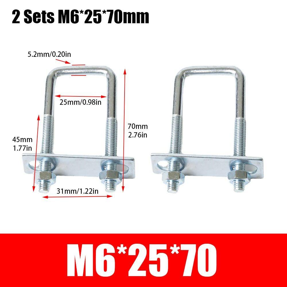 2Sets With Baffle Pipe U-clamp Iron Squa Bolt New Square Clamp