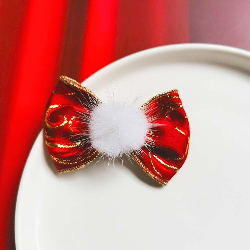 Plush Hair Grip Bowknot Chinese New Year Hairpins Bow Hair Hoop Hair Rope Kids Chinese Hair Clips