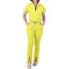 Women's Loose And Comfortable V-neck Short Sleeved Workwear With Multiple Pockets Suit Set