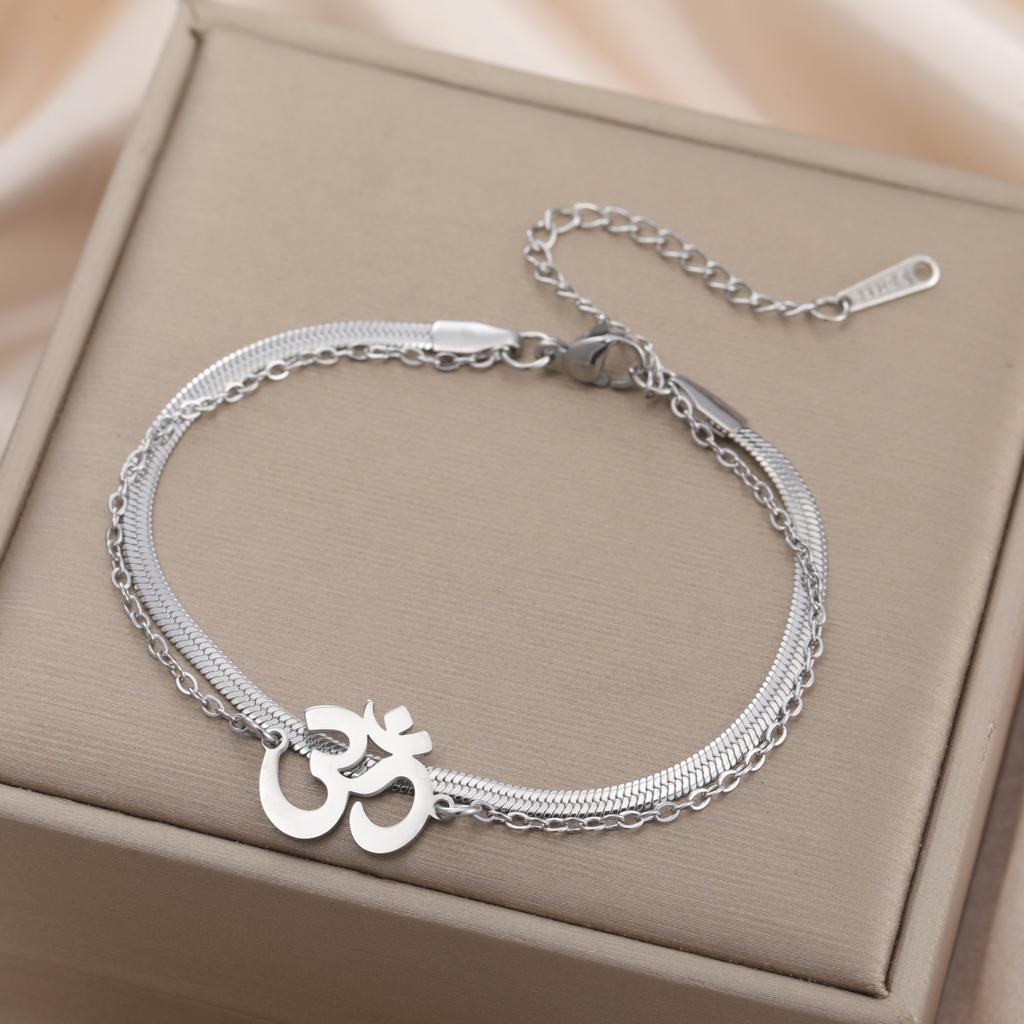 Cazador Stainless Steel Buddhism Hindu Yoga Om Hand Bracelets for Women Mother's DayBirthday Gifts Meditation Jewelry 2026