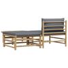 3 Piece Garden Lounge Set with Dark Grey Cushions Bamboo