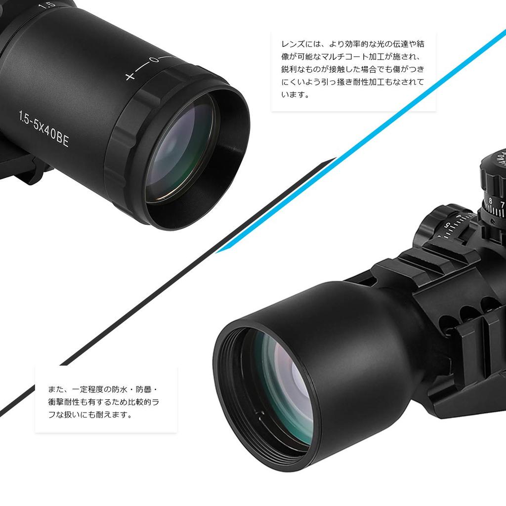 Scoking Подсветка RGB Переменное увеличение Оптический прицел Крепление на планку 3 цвета 1.5-5x40BE (Включено цельное изделие)