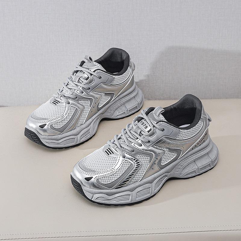 Sports Dad Shoes Women's Spring and Summer New Versatile Student Thick-soled Heightening Casual Breathable Running Shoes