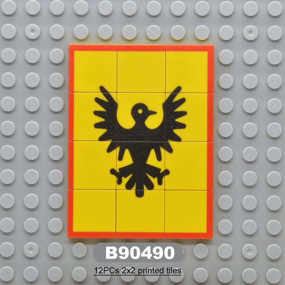 MOC Classic Castle Printed Building Block Toy Kite Shields Flag Mat European Medieval Age Castle Series for Figures