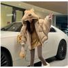 White Cute Rabbit Ear Cotton Jackets Women Tops Thicken Bat Sleeves Little Bear Hooded Quilted Women Coat Clothes Winter Outwear