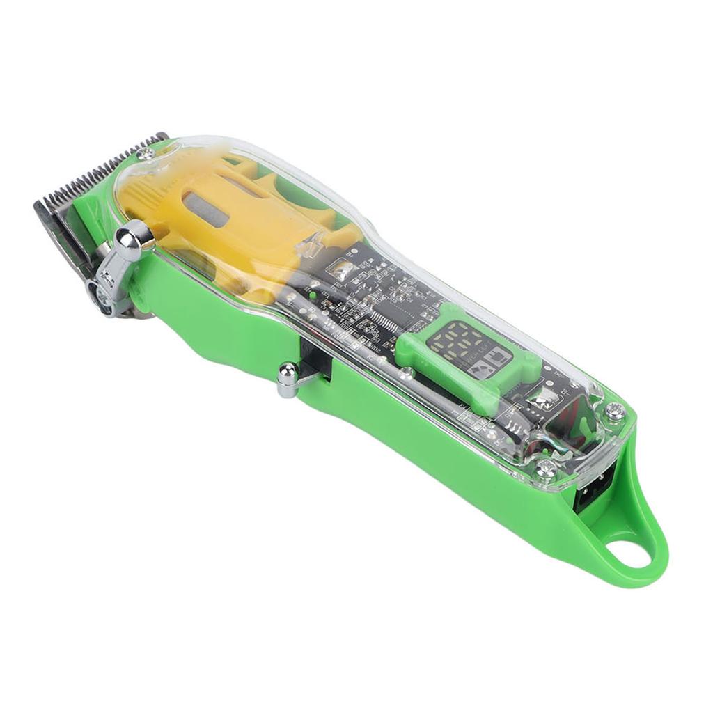 Electric Hair Clipper 8 Guide Combs USB Rechargeable Professional Hair Trimmer Transparent Green