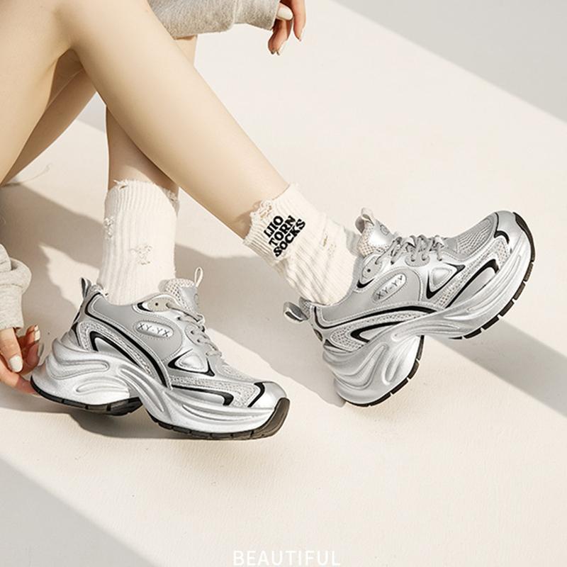 Новая сетчатая дышащая толстая подошва из усиленной кожи, модная легкая повседневная спортивная обувь для женщин, повседневная спортивная обувь, размер 35-40