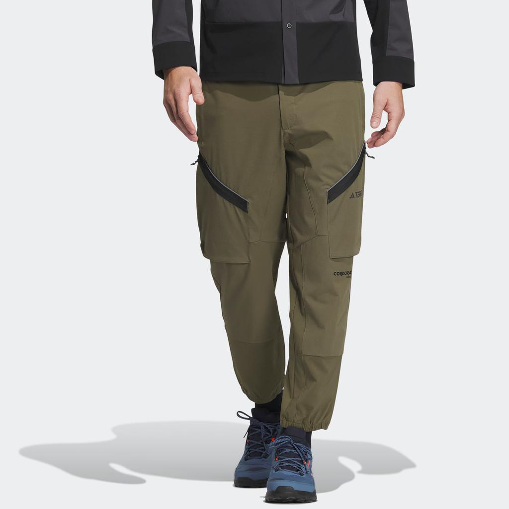 Adidas Solid Color Lace-Up Large Pocket Outdoor Cargo Pants Men Pants Rock-Olive IC7995