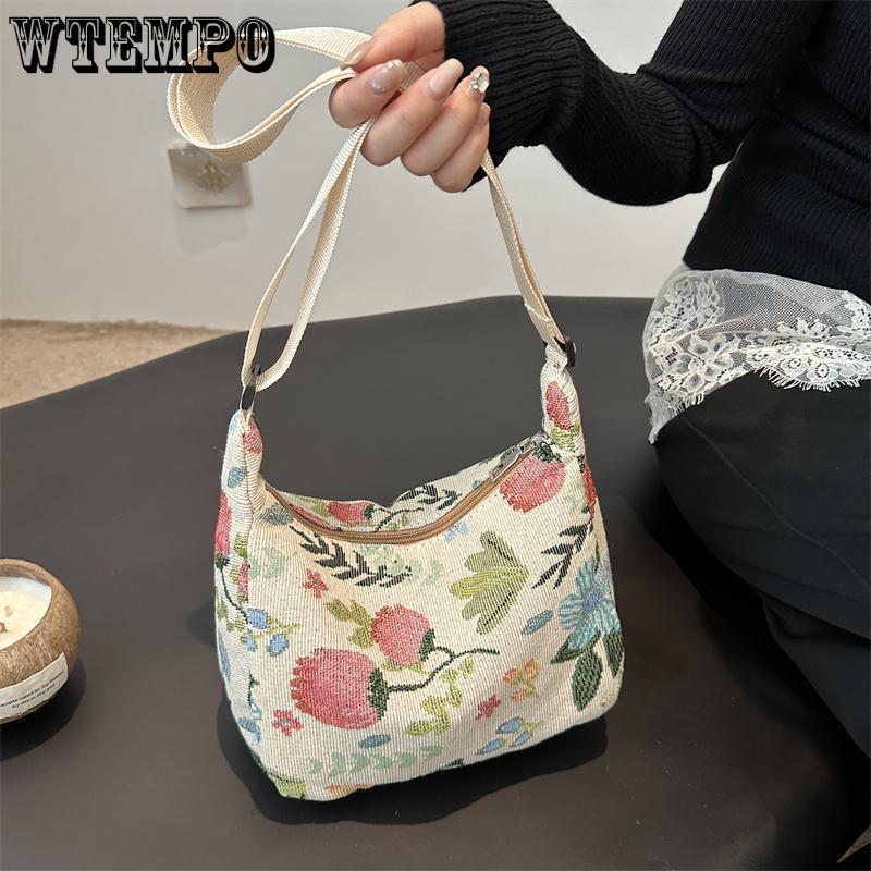Women's Handbag Casual Color Cotton Linen Women's Personality Fashion Canvas Embroidery Shoulder