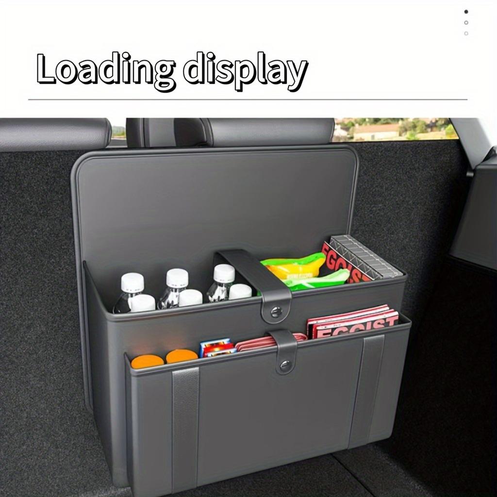 Премиальный органайзер на спинку сиденья автомобиля из ПУ кожи - Складная сумка для хранения с несколькими отделениями для организации багажника автомобиля, Черный, Автомобильное хранение