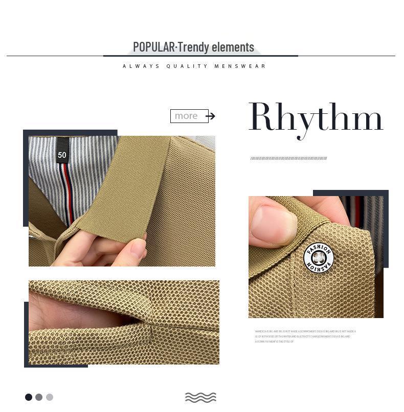 Мужская однотонная хлопковая рубашка-поло - Повседневный топ с длинным рукавом