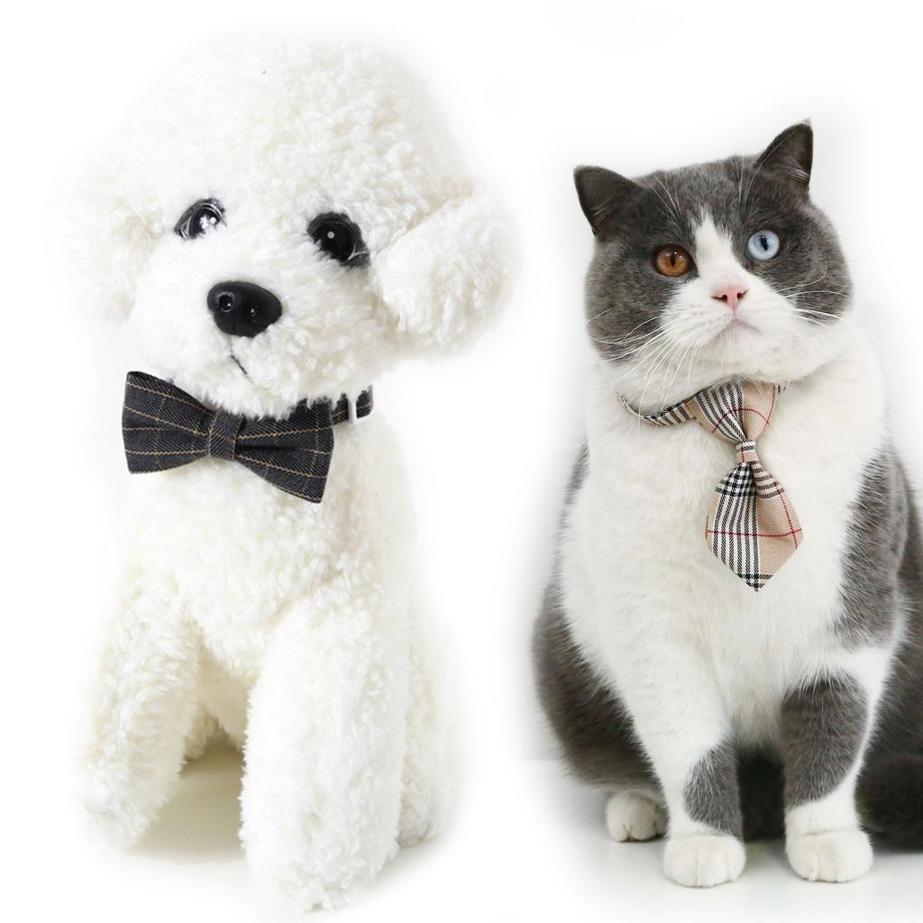 Рождественский ошейник для питомцев для кошек собак клетчатый галстук-бабочка фестивальная вечеринка галстук для питомца аксессуары для костюма отрывной кошачий ошейник 2 шт.