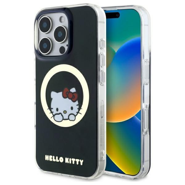 Etui do iPhone 16 Pro czarne Hello Kitty Magsafe