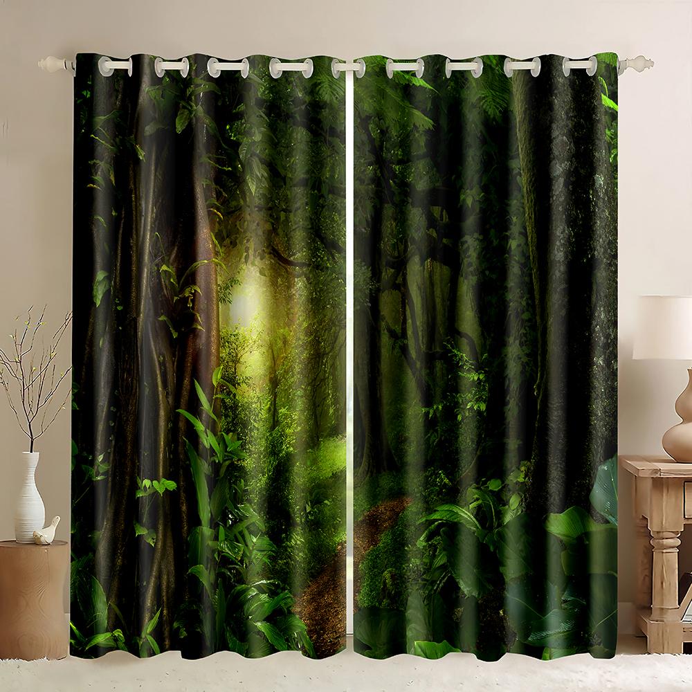 2023 3D печать лес дерево пейзаж тонкие оконные шторы джунгли дикая природа ботанический принт узор для гостиной спальни