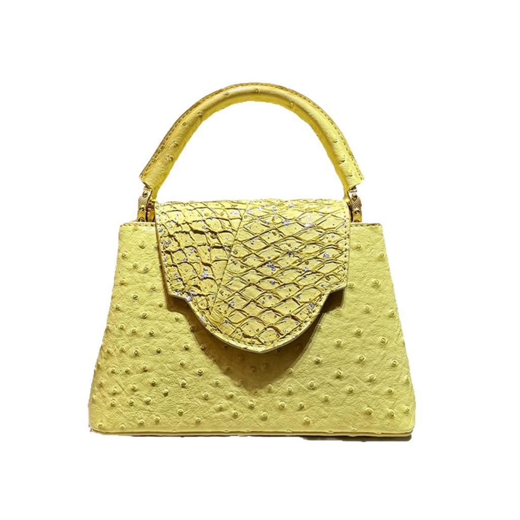 2025 High-End Women's Genuine Leather Ostrich Pattern Crossbody Shoulder Handbag